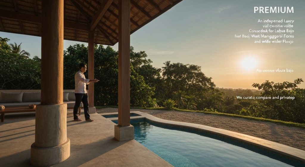 luxury villa with private chef labuan bajo — Photorealistic editorial travel photograph relevant to: An independent luxu