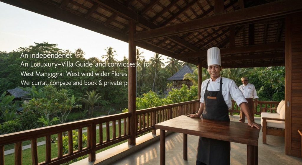 labuan bajo villa with chef — Photorealistic editorial travel photograph relevant to: An independent luxury-villa guide