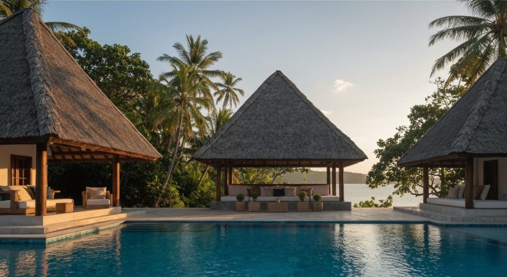 labuan bajo private luxury villa getaway — Photorealistic editorial travel photograph relevant to: An independent luxury