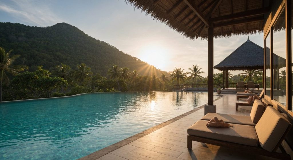honeymoon villa labuan bajo — Photorealistic editorial travel photograph relevant to: An independent luxury-villa guide