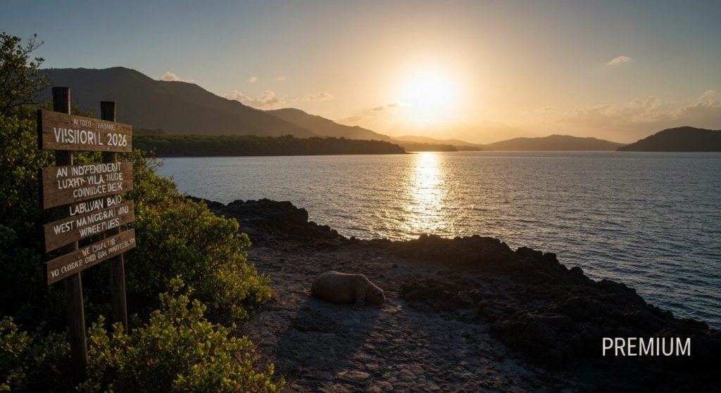 komodo national park visitor limit 2026 — Photorealistic editorial travel photograph relevant to: An independent luxury-