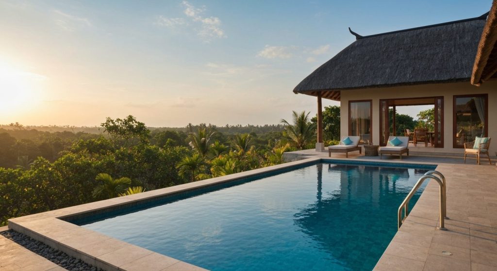 private pool villa labuan bajo — Photorealistic editorial travel photograph relevant to: An independent luxury-villa gui