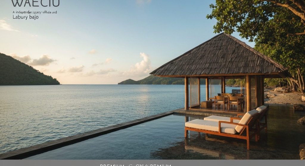 waecicu beach luxury villas labuan bajo — Photorealistic editorial travel photograph relevant to: An independent luxury-